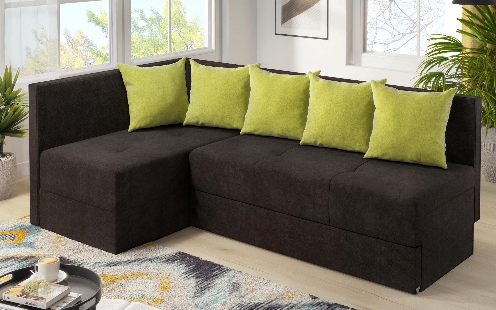 Extendable corner sofa Alora, grey brown + green  4